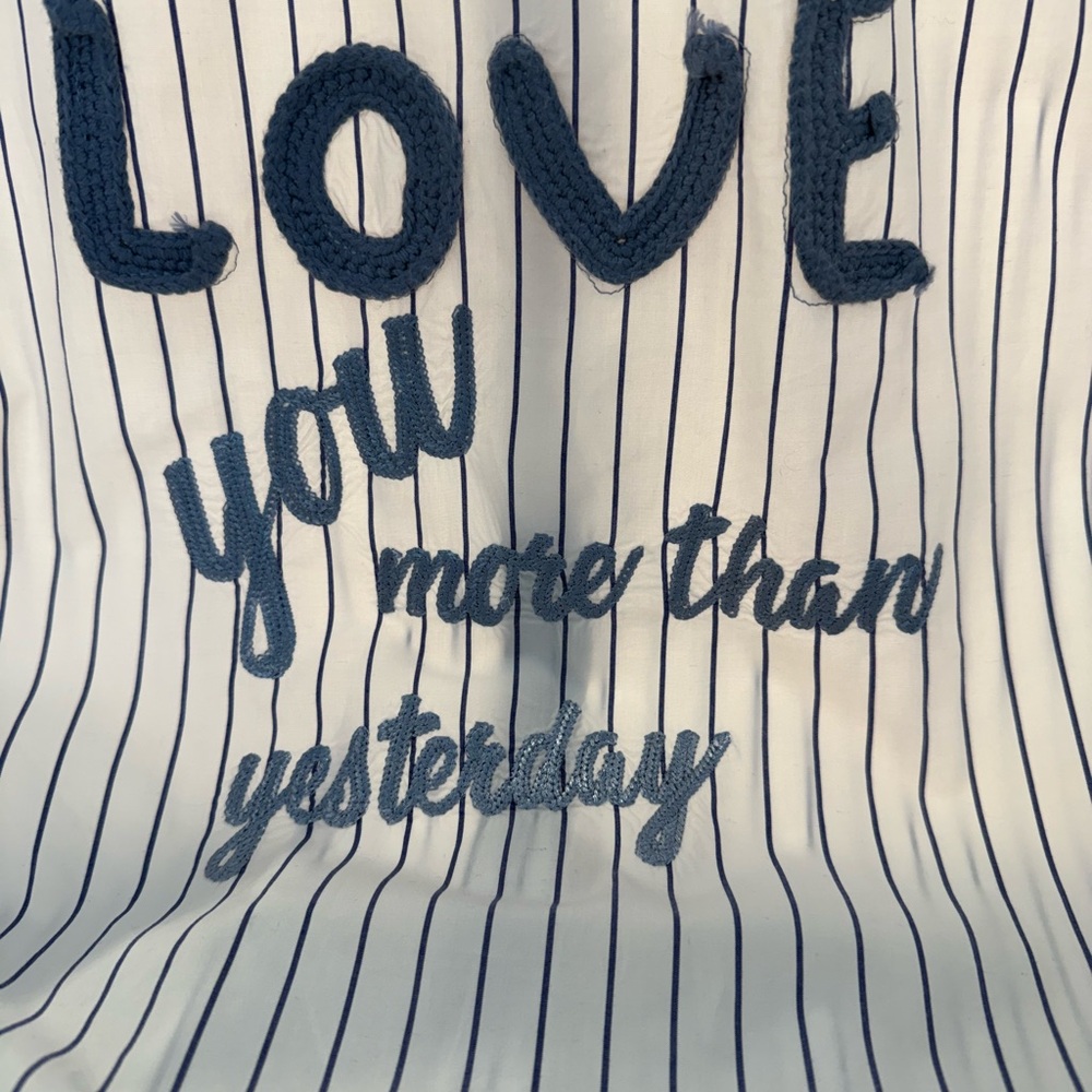 Anthropologie Maeve Button down shirt with Love You More than Yesterday on back